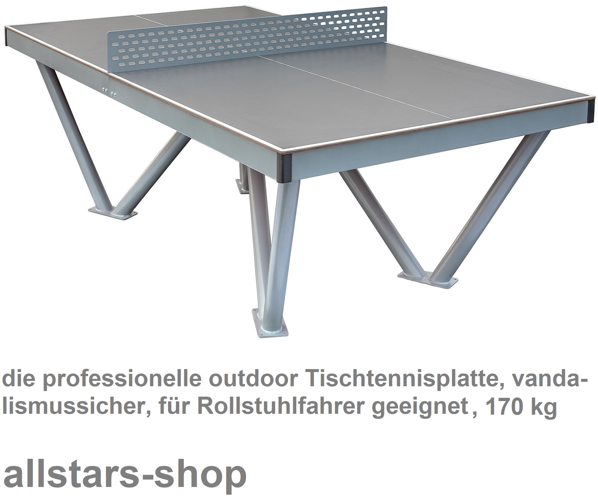 Tischtennisplatte Tischtennistisch für draußen auch für Rollstuhlfahrer Rahmen Stahl vz