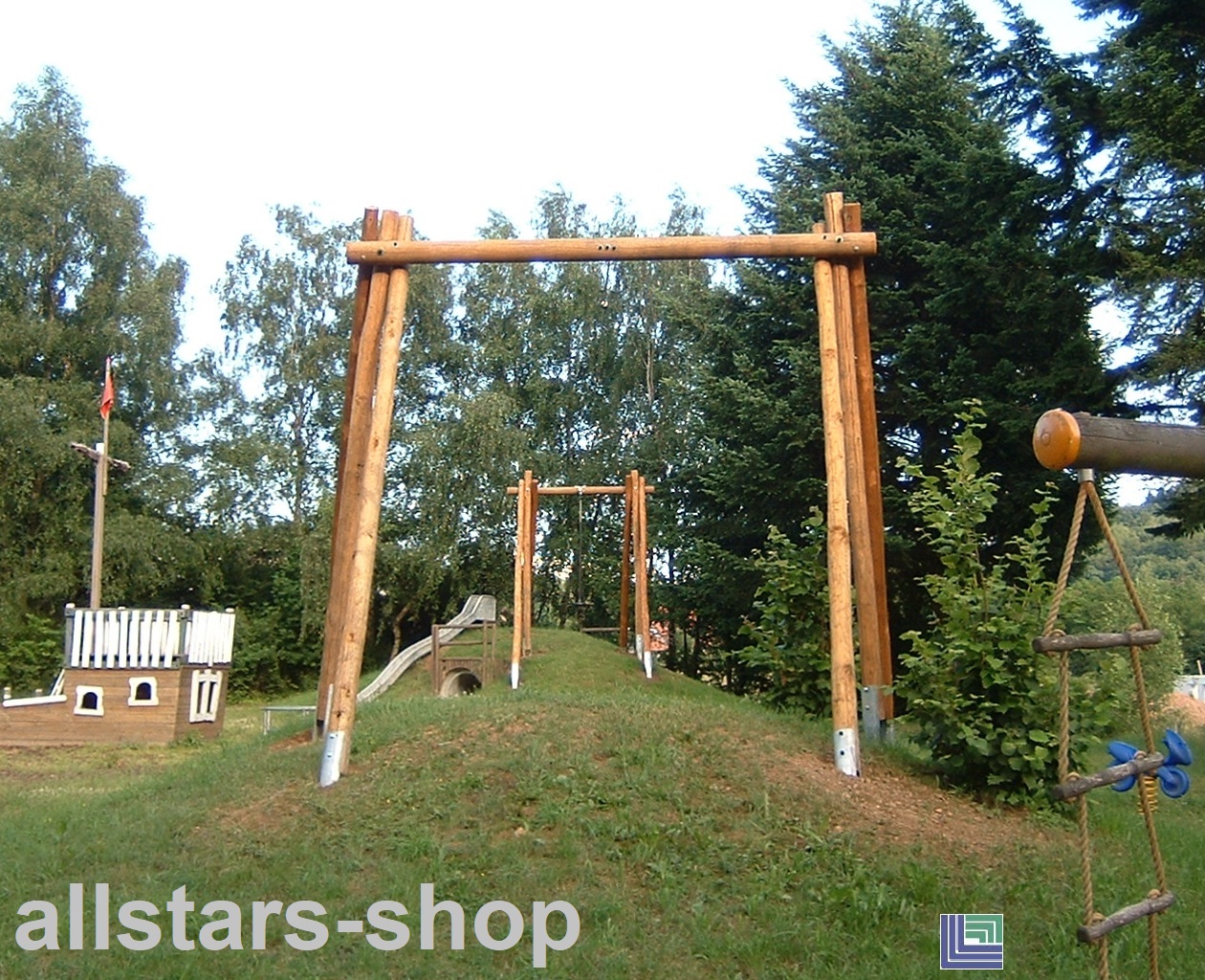 LoggyLand Seilbahn 25 Meter Kinderseilbahn Gartenseilbahn für Kinder Kunststoff 